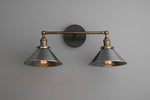 Charger l&#39;image dans la visionneuse de galerie, Conique Metal Industrial Wall Sconce with Dual Cone Shades - Vintage Metal Finish
