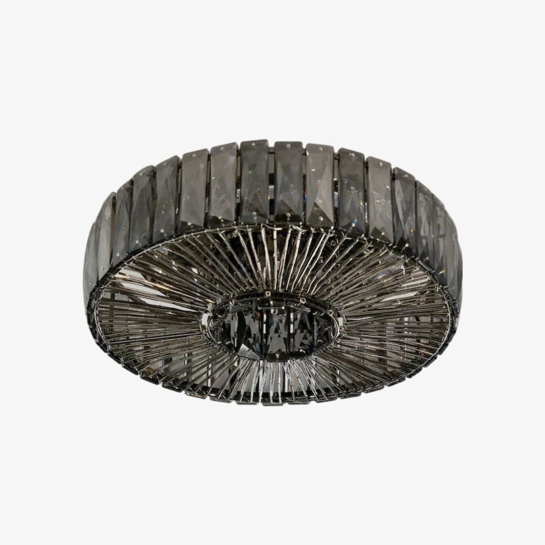 Glomar Glass Round Flush Ceiling Light - Modern Metal Glass Finish Living Areas