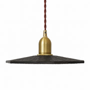 27cm octagonal black walnut wood pendant light with brass tone holder