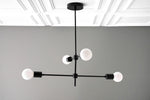 Load image into Gallery viewer, Mobilux Line Black and Brass Chandelier - Contemporary Globe Ceiling Hanging Light
