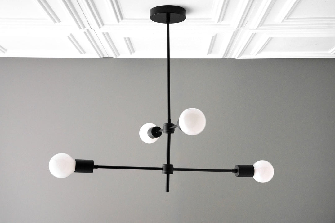 Mobilux Line Black and Brass Chandelier - Contemporary Globe Ceiling Hanging Light