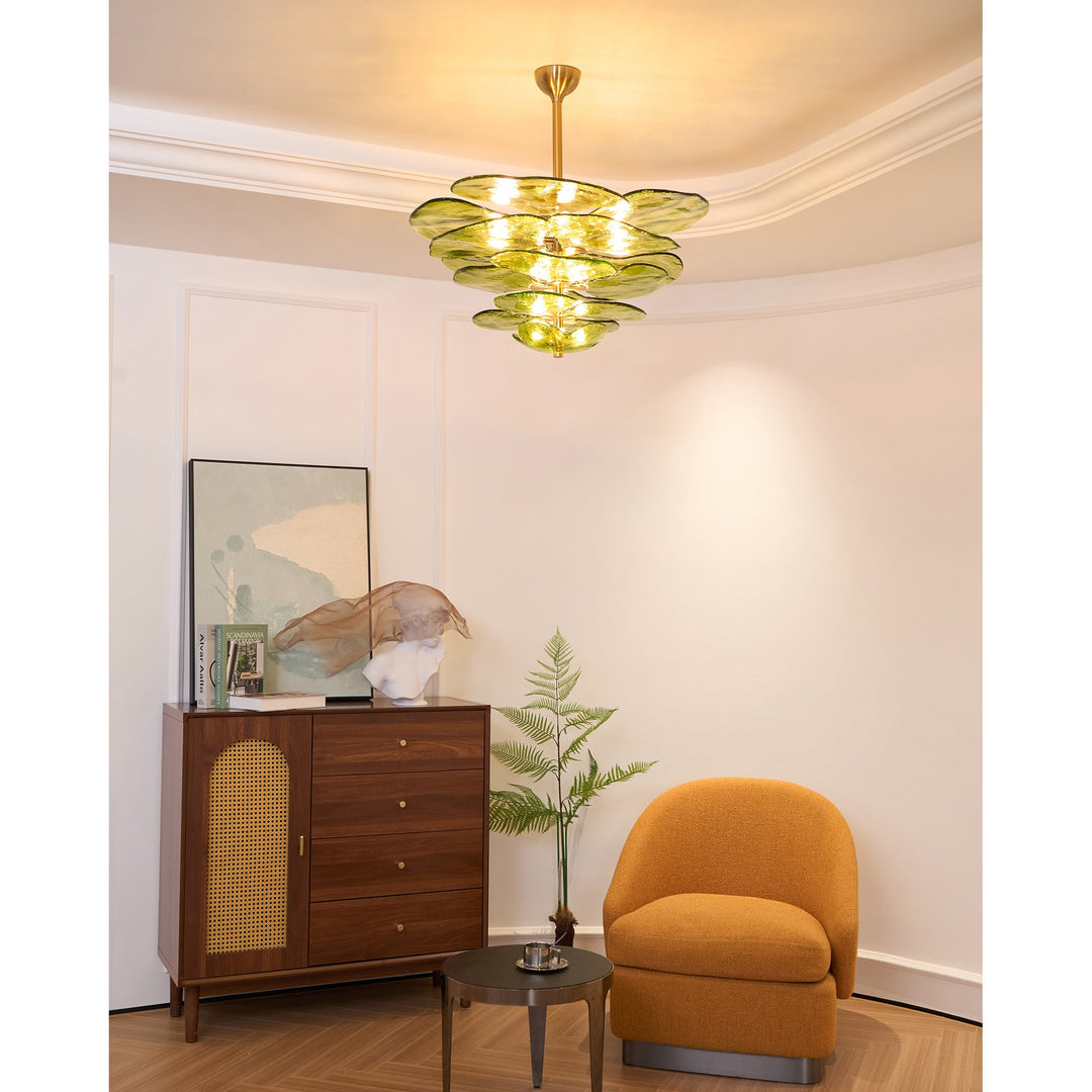Lotus Leaf Layered Glass Chandelier
