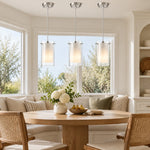 Load image into Gallery viewer, Double Glass Pendant Light with one to three lights and a modern profile - New2609-1024584 interior scene