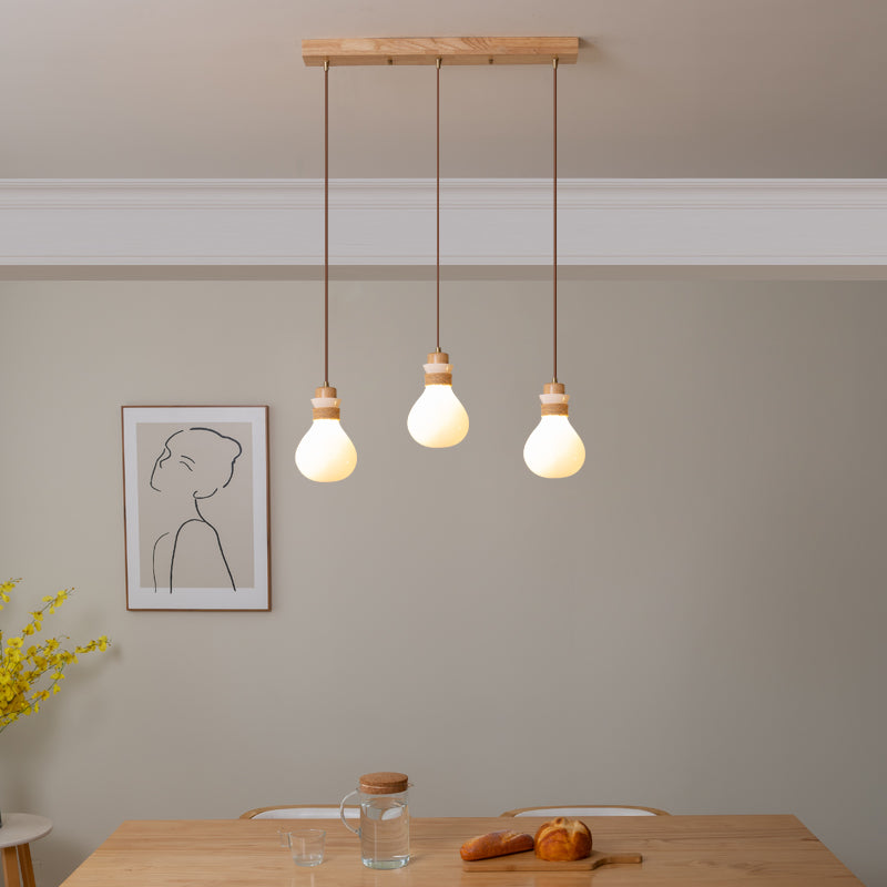 Lampe à suspension en verre et corde de chanvre