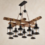 Load image into Gallery viewer, Rustic Wood Beam and Rope 8-Light Chandelier