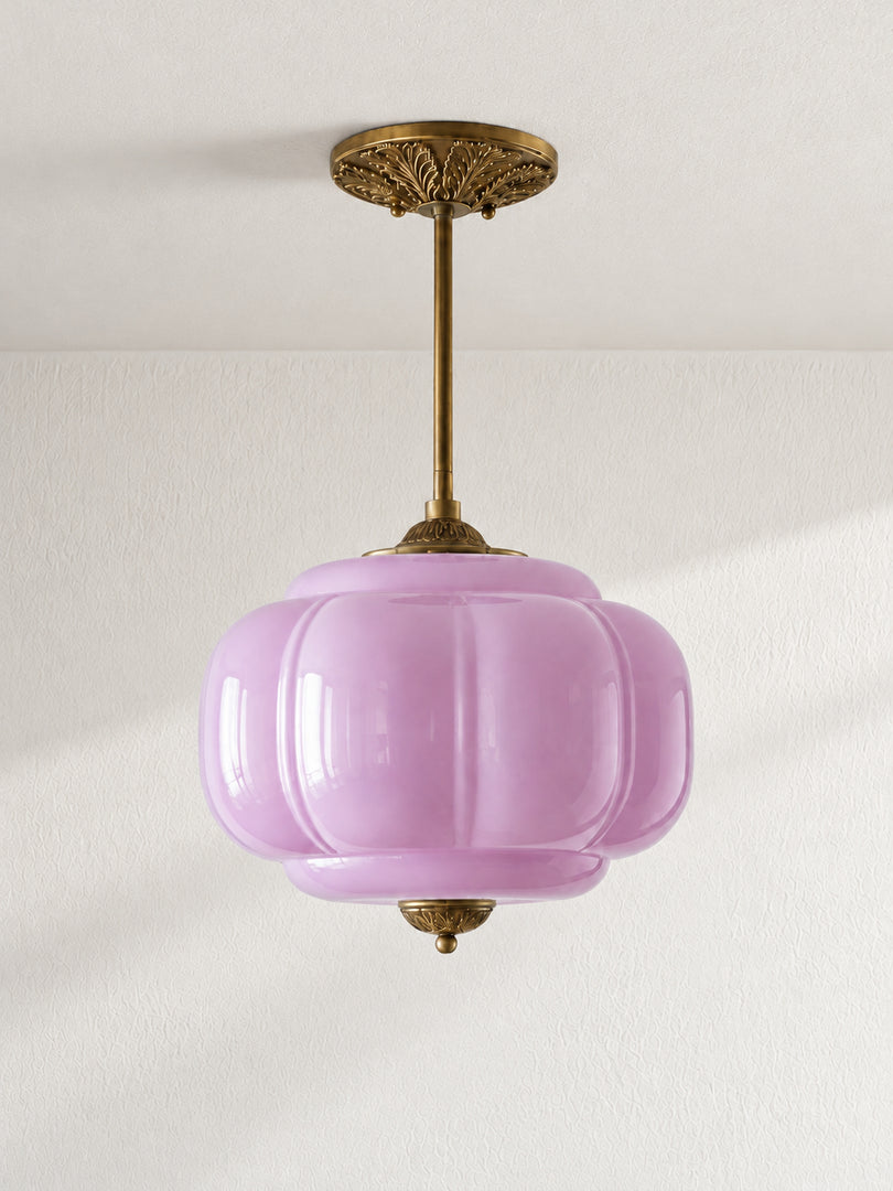Eloise Scallop Vintage Milk Glass Semi Flush Mount Pendant Light