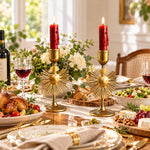 Load image into Gallery viewer, Gold Metal Bow and Milagro Heart Candle Holders