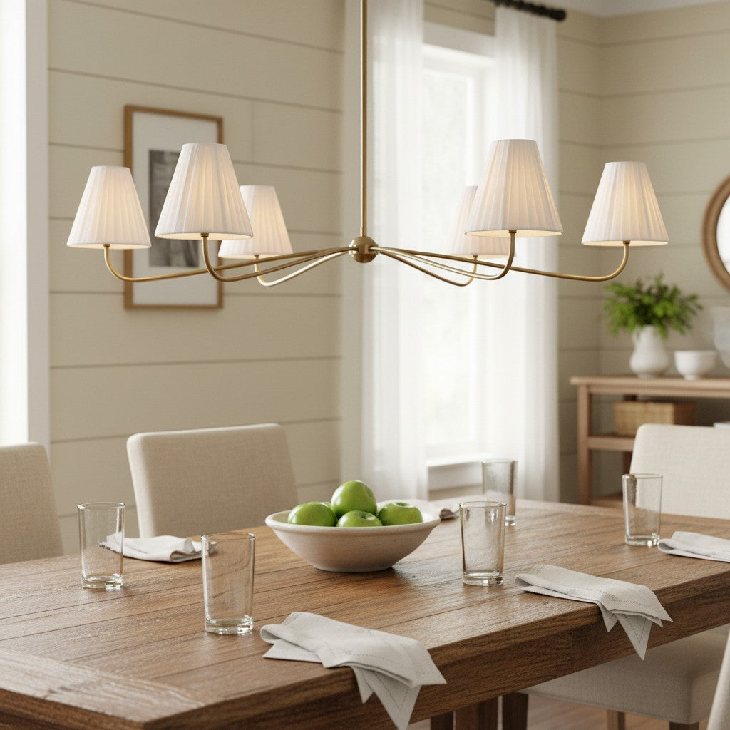 Fibura Modern Fabric or Pleated Shade Chandelier for Traditional Dining Room