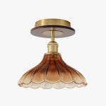 Cargar imagen en el visor de la Galería, Ribbed glass semi flush mount ceiling light