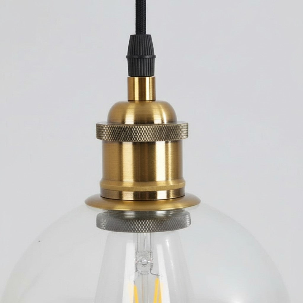 Suspension Globe en Verre Vintage Glavena - Luminaire Suspendu en Métal pour Salles à Manger