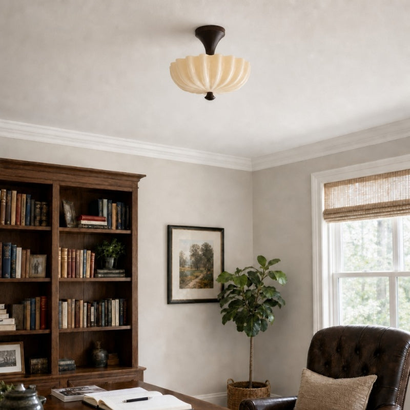 Durnic Cream Style Ceiling Light – French Vintage Flush Mount Ceiling Light for Bedroom