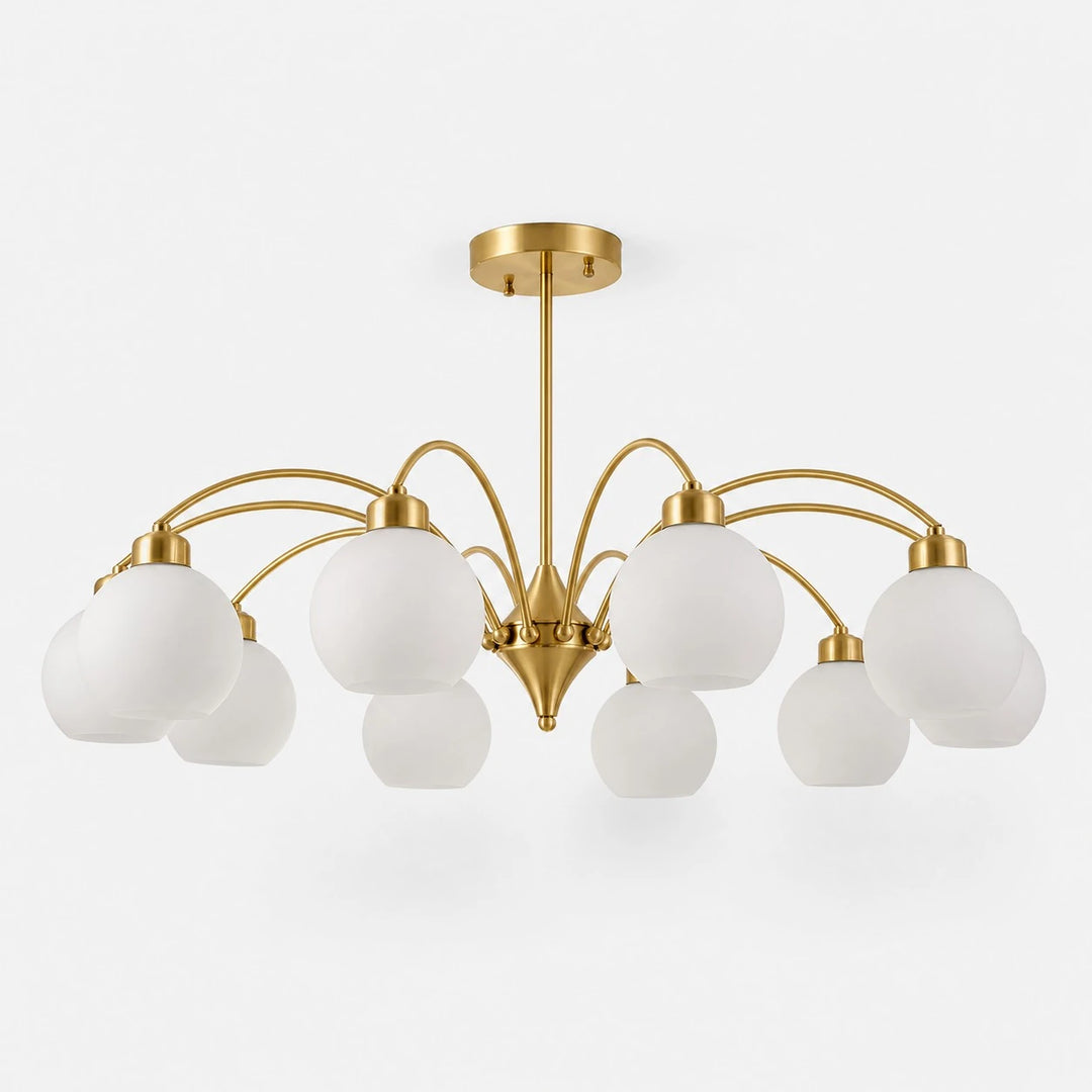 Solid brass 10-light glass globe chandelier