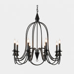 Load image into Gallery viewer, Black eight-light vintage iron candle chandelier