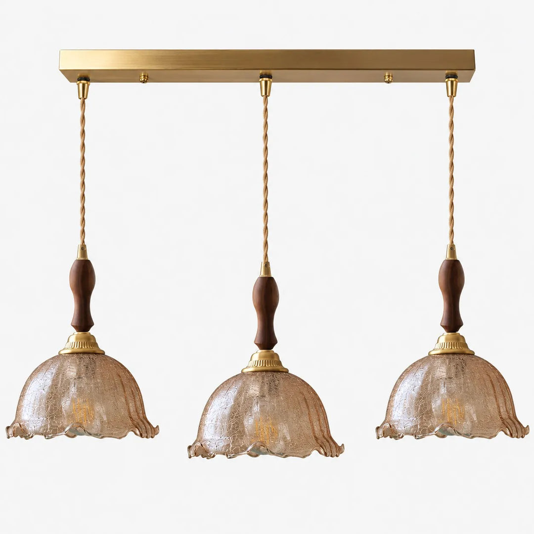 Crackle Glass Brass Pendant Light