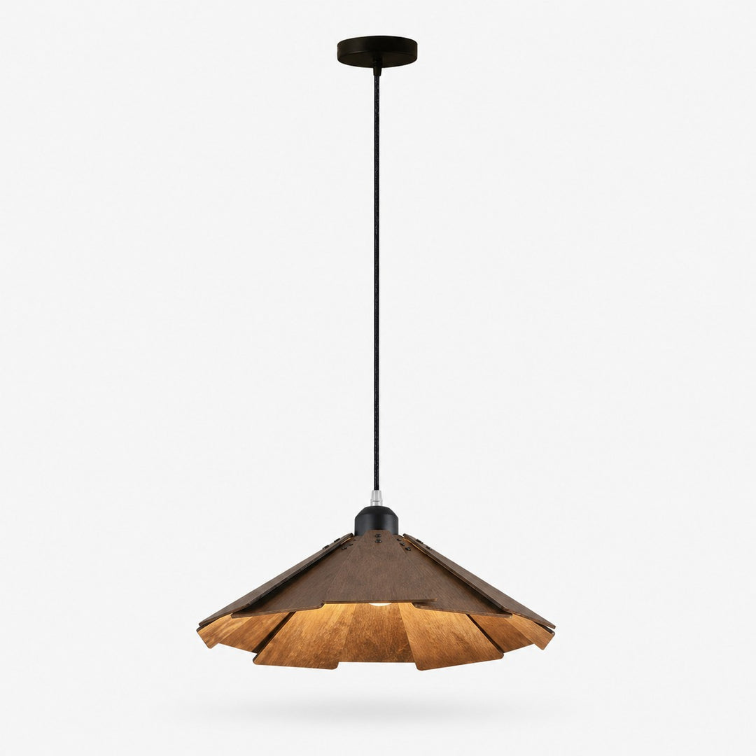 Walnut B style 40cm wooden pendant light