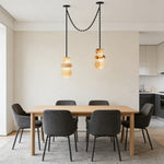 Bild in Gallery-Viewer laden, Black Metal Alabaster Chain Swag Chandelier