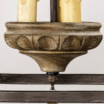 Load image into Gallery viewer, Carved wood-look center tray detail on rustic birdcage pendant lamp