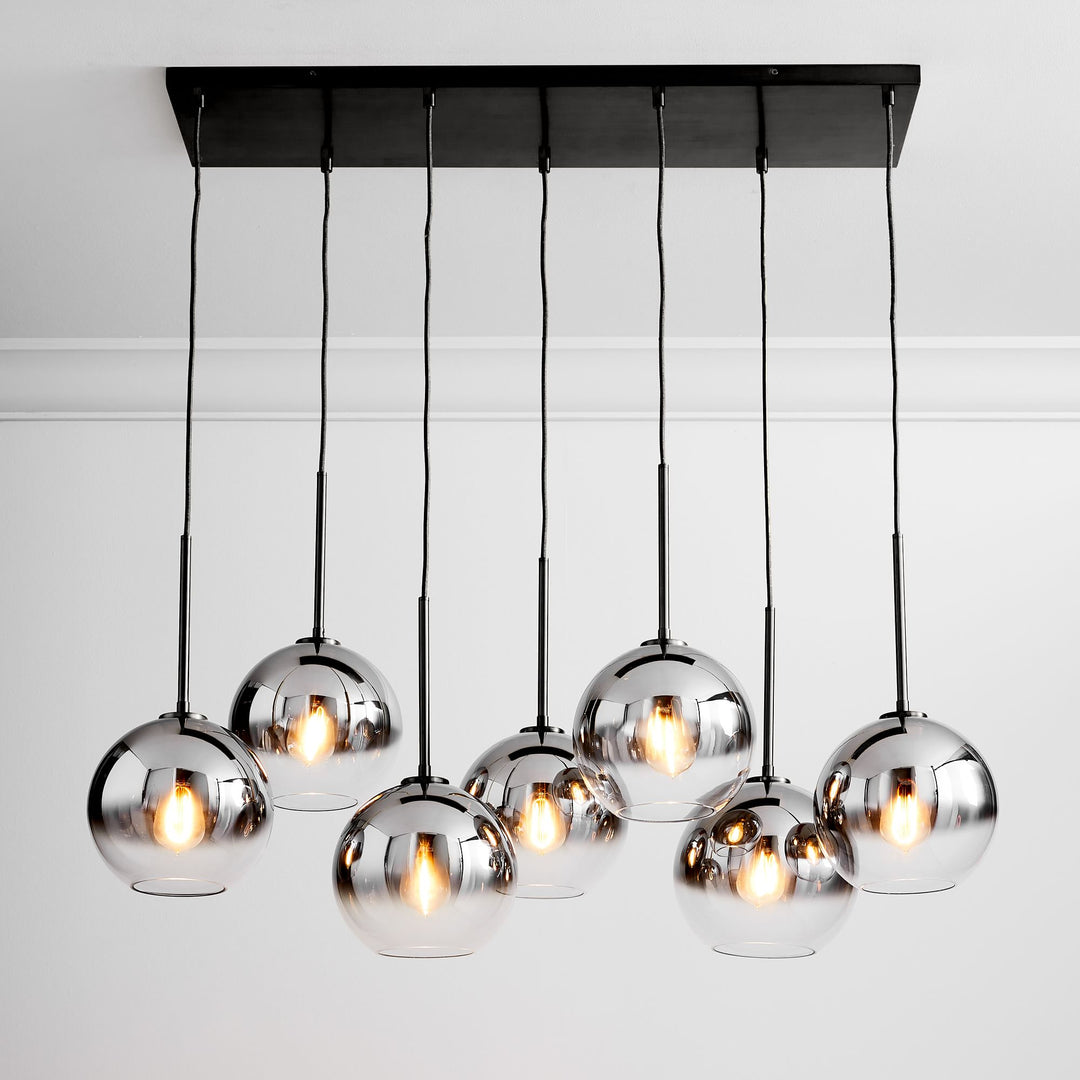 Selvion Eleganter 7-Licht Kugel Kronleuchter – Glas Pendelleuchte