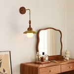 Charger l'image dans la visionneuse de galerie, Wabi sabi wall light installed above a wooden dresser and mirror