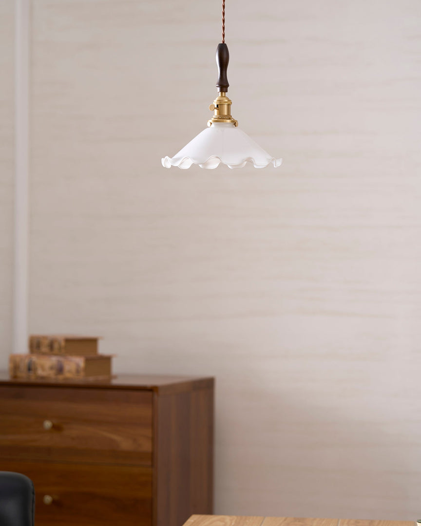 White Sculptural Glass Plug-In Pendant