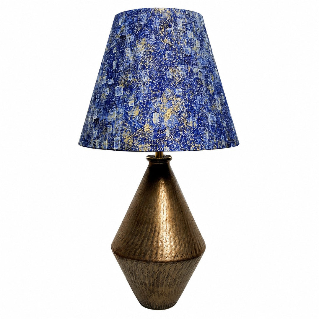 Gilt Blue Fabric Ceramic Table Lamp