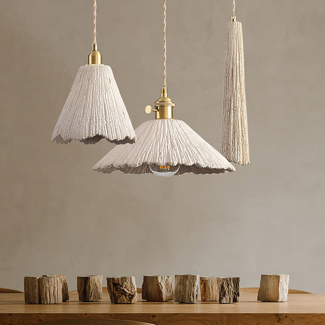 Textured Cement Gold Plug-In Swag Pendant