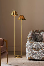 Load image into Gallery viewer, Capirise Gold Scalloped Shade Floor Lamp - Contemporary Metal Lighting for Bedroom
