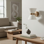 Load image into Gallery viewer, Ankora Bow-Tie Linen Shade Wall Light with Aged Brass Finish for Hallway and Bedroom