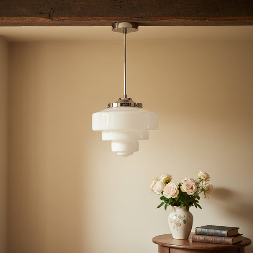 Geotower Glass Contemporary Glass Ceiling Pendant Lamp– Art Deco Light for Living Space