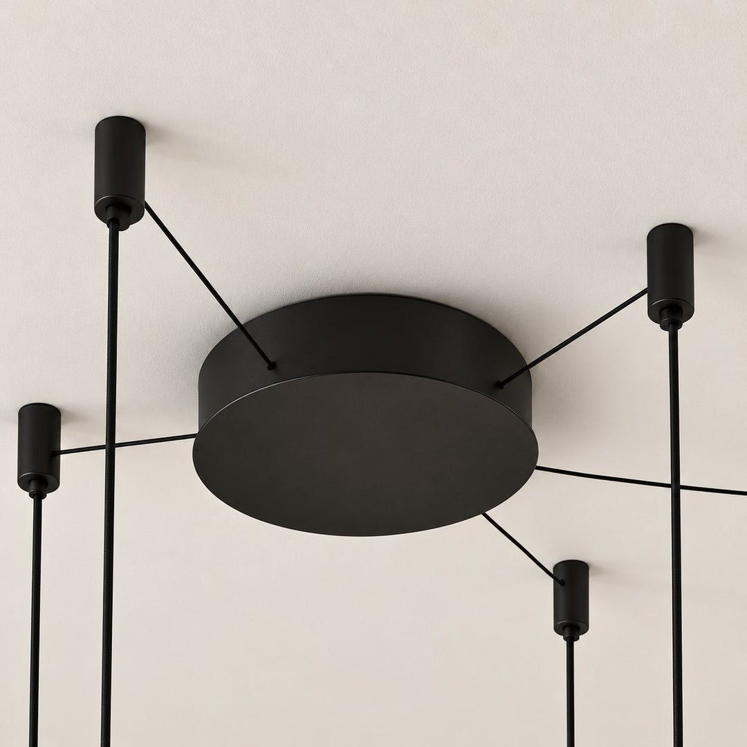 Round black ceiling canopy with adjustable arms