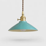 Load image into Gallery viewer, Sky blue glaze ceramic pendant light with brass base
