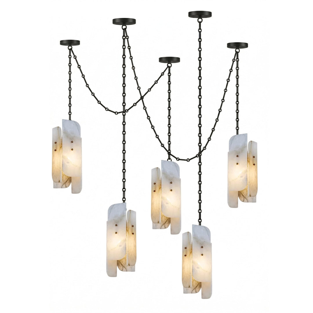Frosted Cylinder Shade Chain Hardwired Chandelier