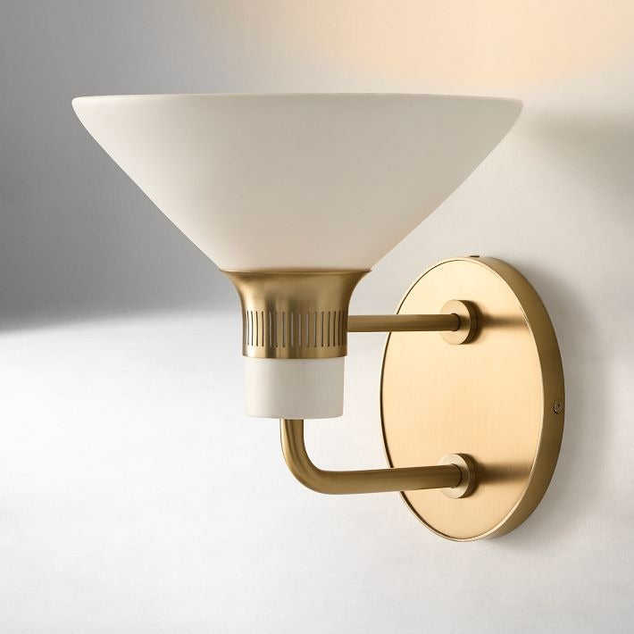 Applique murale conique en porcelaine Calvor - Élégant luminaire en céramique et laiton