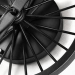 Cargar imagen en el visor de la Galería, Close view of the black wagon wheel backplate and spoke detail
