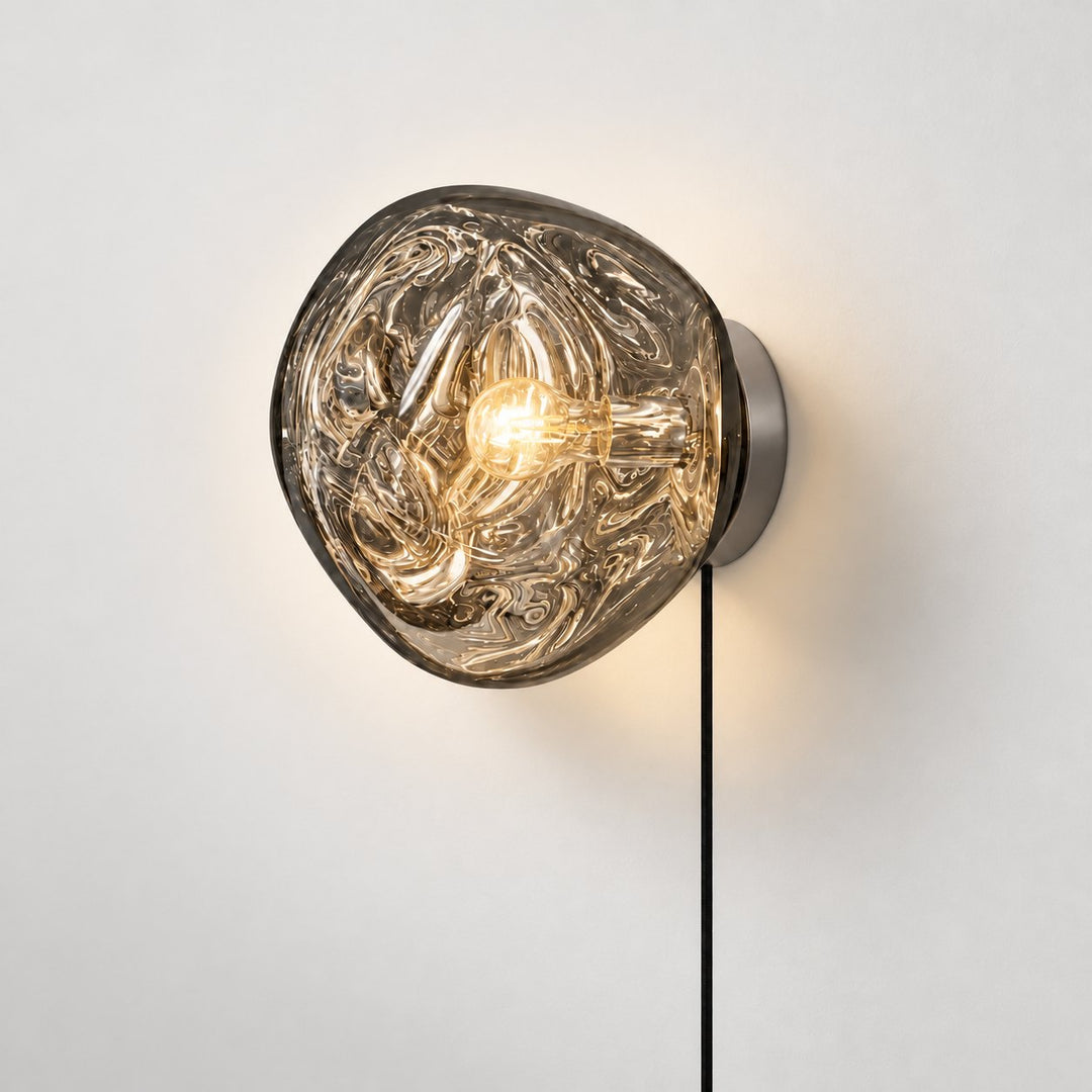 Smoke grey plug-in wall light, shade on