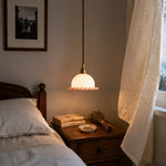 Charger l'image dans la visionneuse de galerie, small ruffled glass pendant light installed beside a bed