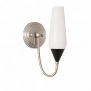 French Vintage Opal Glass Wall Sconce - Single Head / Brushed Nickel Tone
