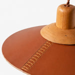 Load image into Gallery viewer, Brown leather shade with hand cross-stitching