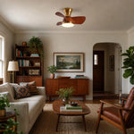 Charger l'image dans la visionneuse de galerie, Natural copper ceiling fan light in a warm living room