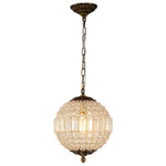 Charger l&#39;image dans la visionneuse de galerie, Lustre globe en cristal vintage luxueux avec finition en laiton antique
