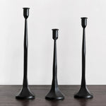 Cargar imagen en el visor de la Galería, Three piece black iron candle holder set without candles