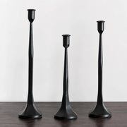 Three piece black iron candle holder set without candles