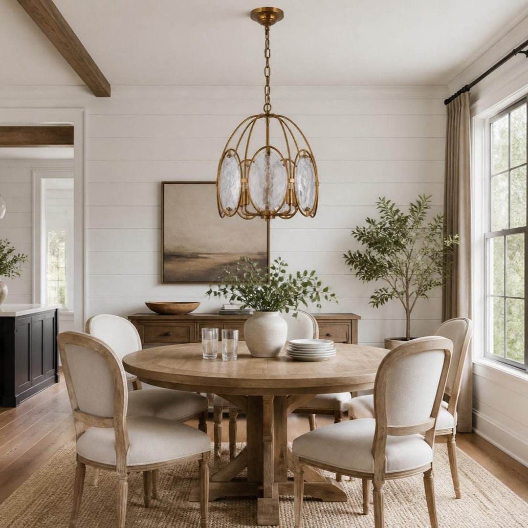 Oval Cage Textured Glass Chandelier