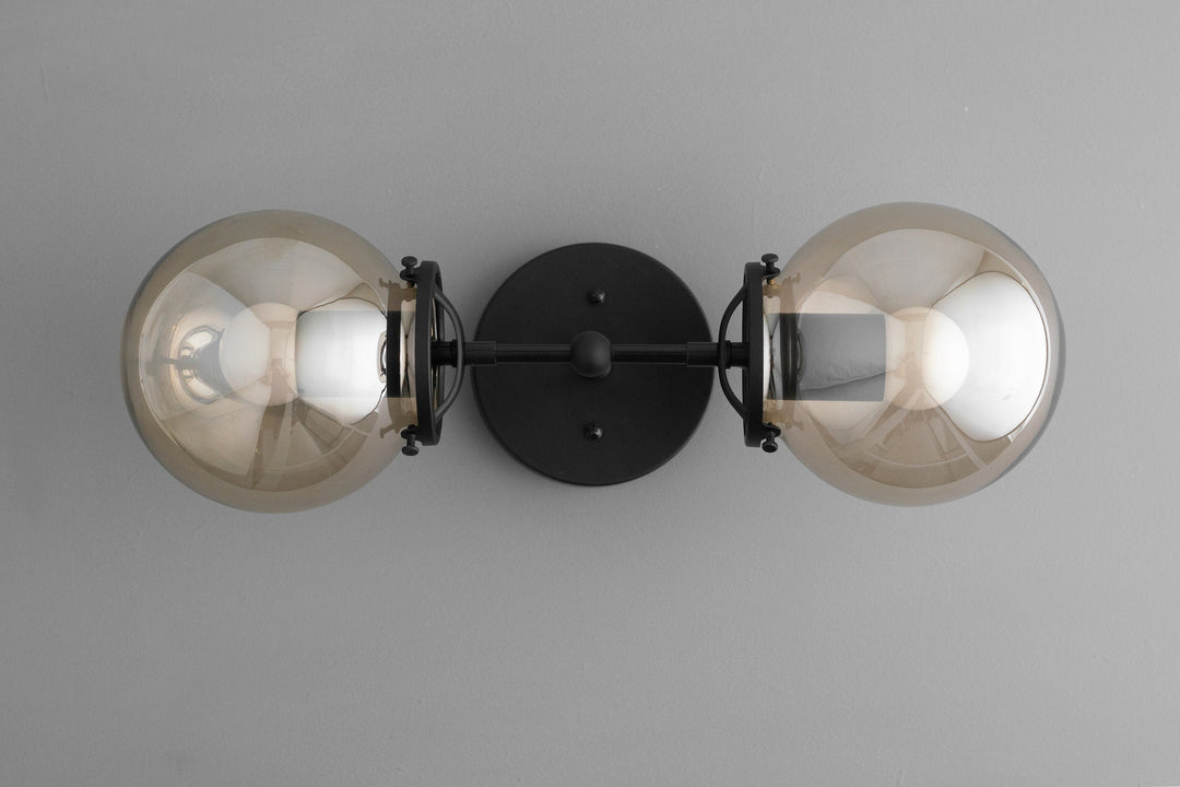 Lumio Globe Double Globe Vanity Wall Light - Rustic Farmhouse Bathroom Wall Fixture
