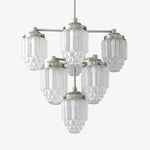 Load image into Gallery viewer, Tierlux Glass Textured Brass Chandelier – Timeless Lighting with Style
