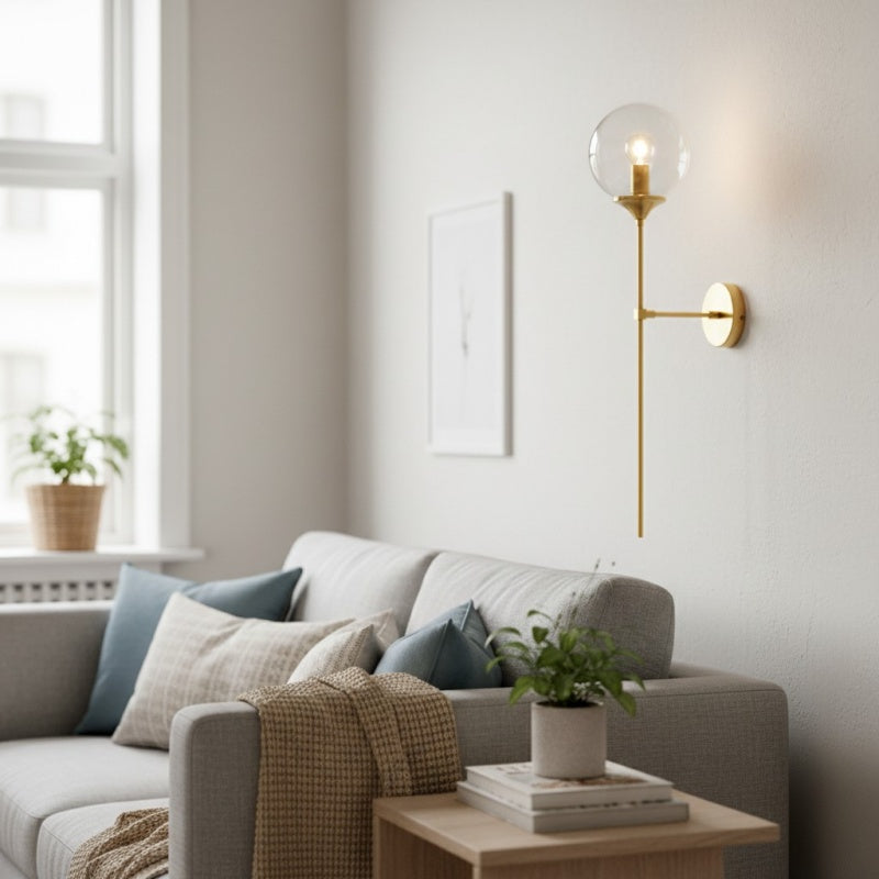Beanaura Wandleuchte Nordische Glas-Kugel Metallgestaltung – Moderne Innenbeleuchtung für Wohnzimmer