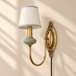 Cargar imagen en el visor de la Galería, Rowanea Fabric Shade Ceramic Plug-In Wall Sconce