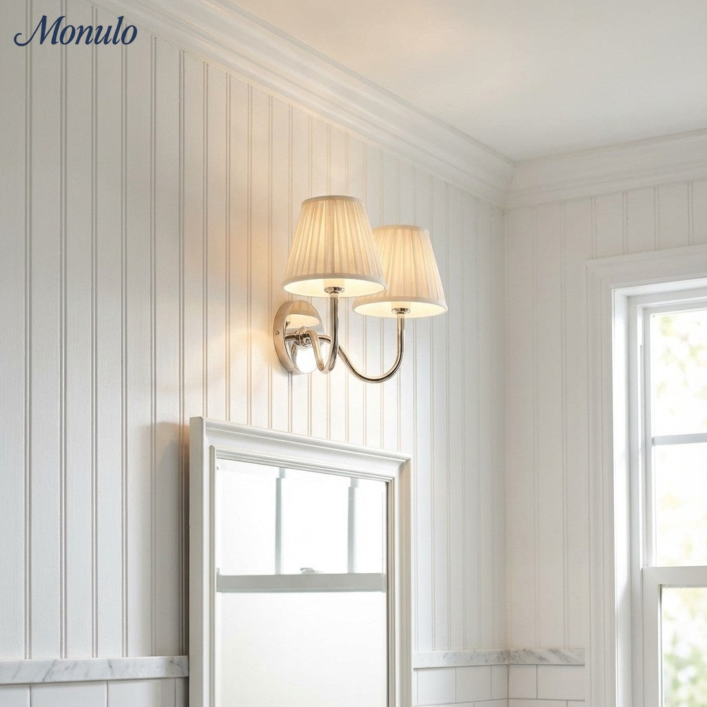 Luvora Fabric Shade Wall Sconce with Drum Shade - Classic Pleated Sconce Light