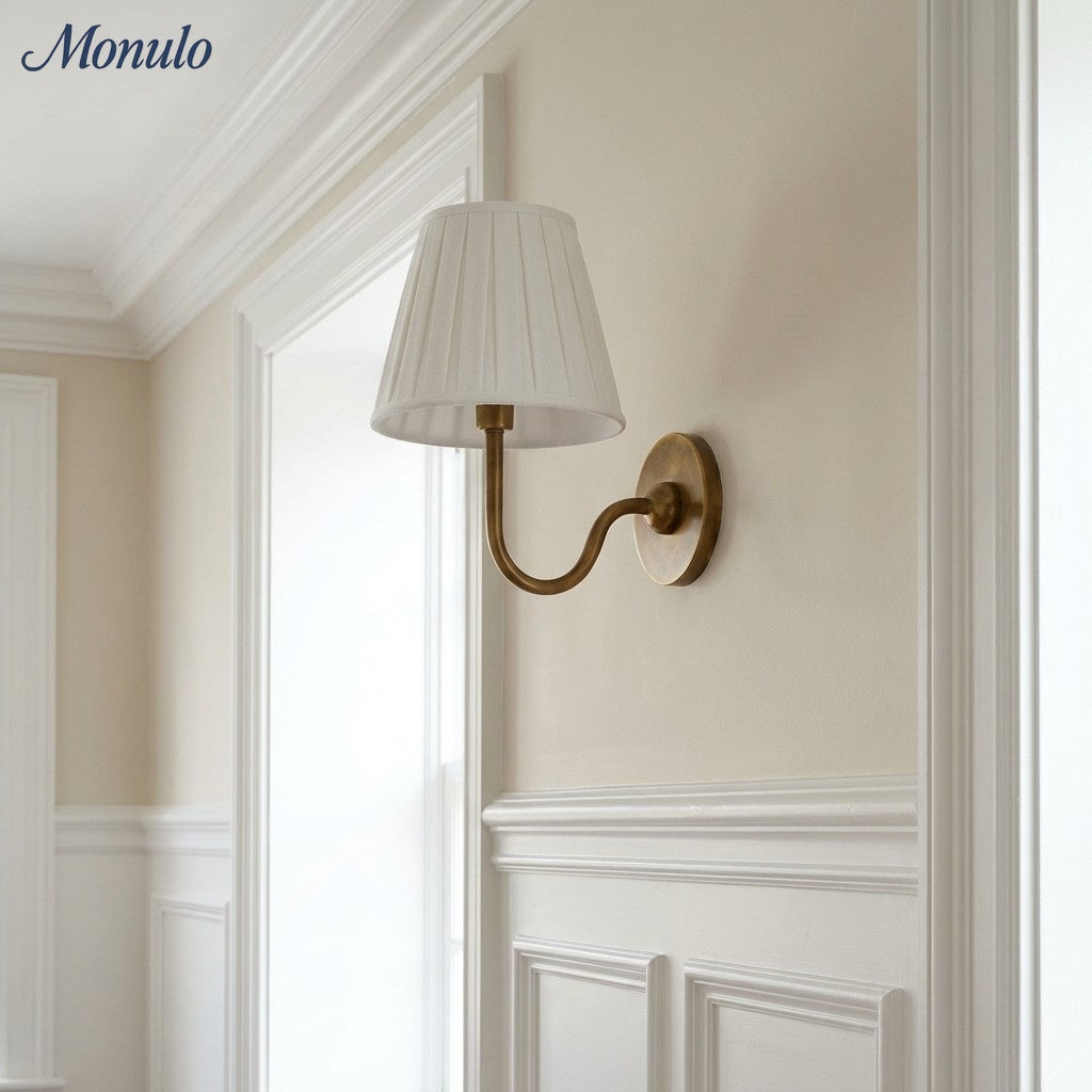 Luvora Fabric Shade Wall Sconce with Drum Shade - Classic Pleated Sconce Light