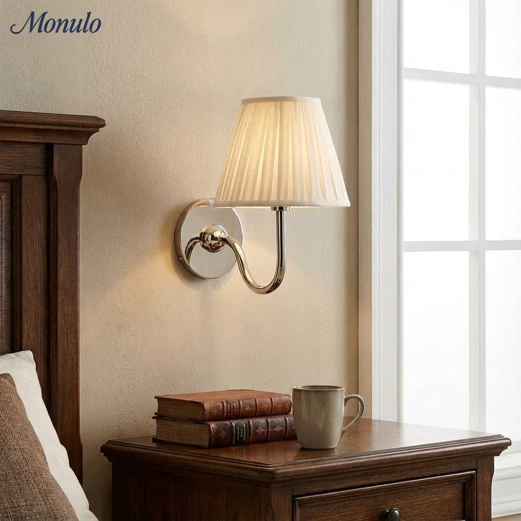 Luvora Fabric Shade Wall Sconce with Drum Shade - Classic Pleated Sconce Light